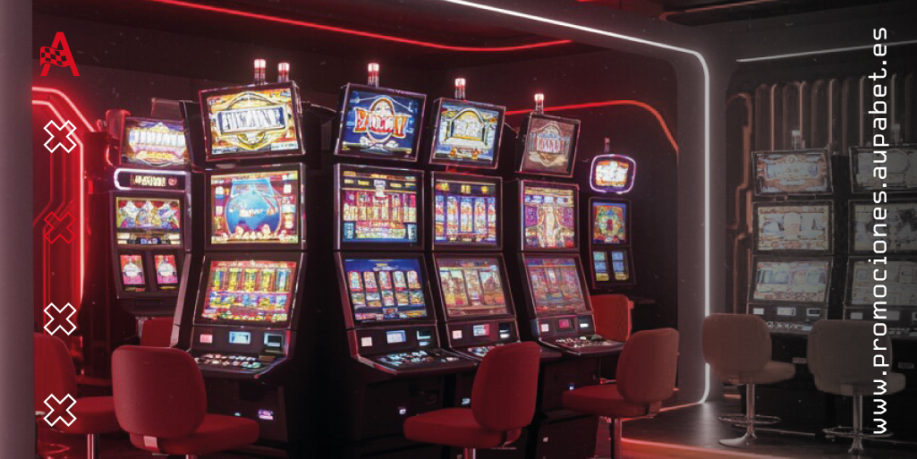 Vista general de una sala de casino llena de máquinas tragamonedas encendidas